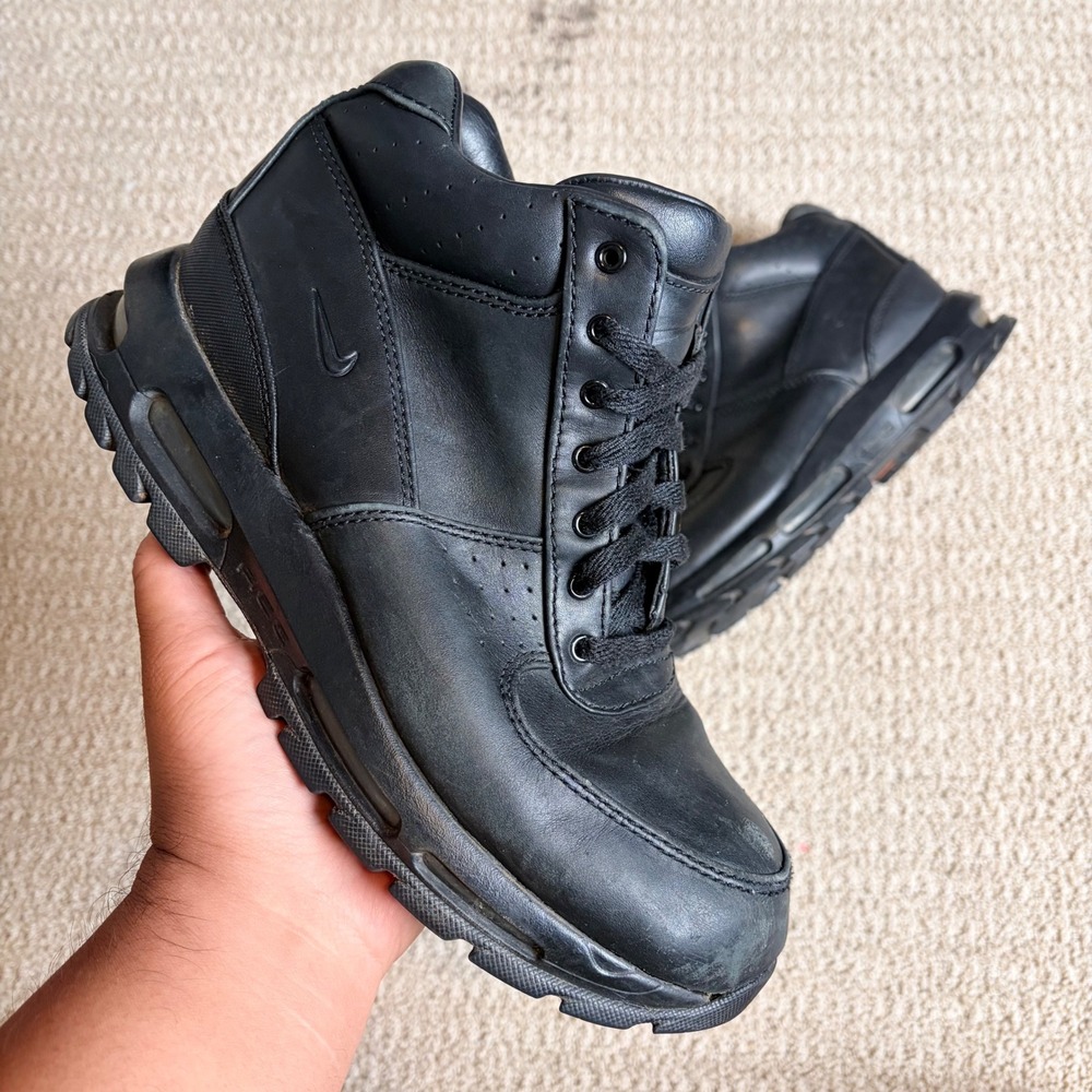 Nike ACG Air Max Goadome Triple Black Leather Boots 599474-050 Mens 8 READ